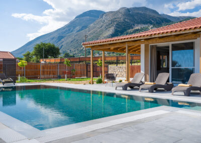 villa exterior design with swimming pool