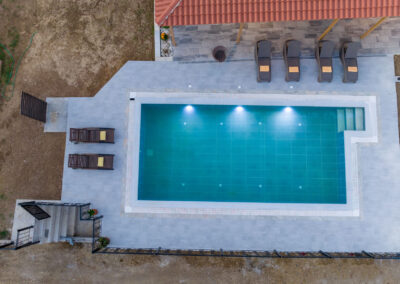 villa exterior design with pool